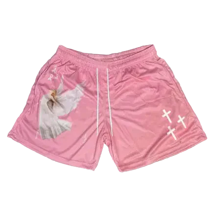 Angel Cross Print Gym Shorts - Vanté®